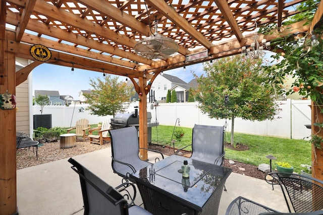 2844 Bluestem Ln, Murfreesboro, TN 37128 - view of patio featuring a pergola, outdoor dining area, grilling area, and a residential view