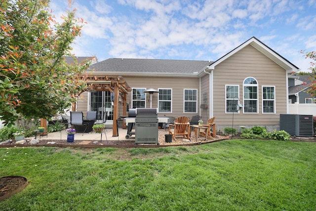 2844 Bluestem Ln, Murfreesboro, TN 37128 - back of house with a pergola, cooling unit, a patio, and a lawn