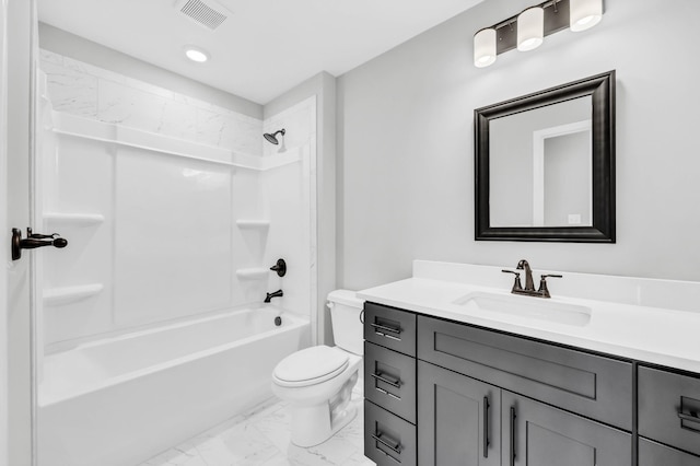 752 Boreal Way, Clarksville, TN 37042 - full bathroom featuring marble finish flooring, vanity, toilet, and washtub / shower combination