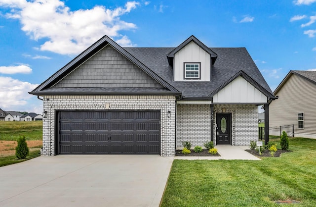 752 Boreal Way, Clarksville, TN 37042 - view of front of house featuring an attached garage, concrete driveway, roof with shingles, brick siding, and board and batten siding