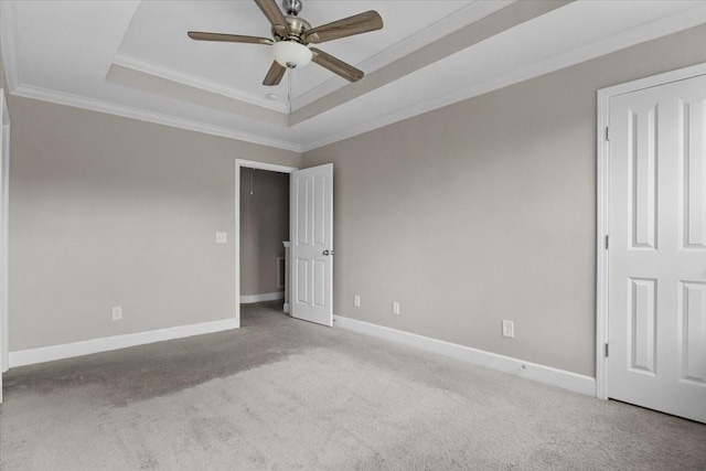 4316 Summercrest Blvd Unit 105, Antioch, TN 37013 - unfurnished bedroom with a raised ceiling, carpet, ornamental molding, baseboards, and ceiling fan