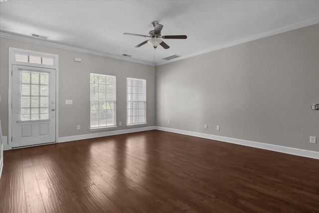 4316 Summercrest Blvd Unit 105, Antioch, TN 37013 - unfurnished room featuring dark wood-style floors, ceiling fan, baseboards, and ornamental molding