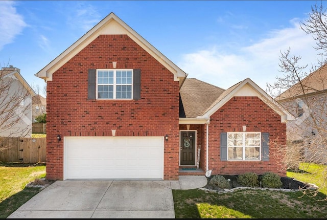 4047 Locerbie Cir, Spring Hill, TN 37174 - traditional-style home with concrete driveway, a garage, brick siding, and roof with shingles