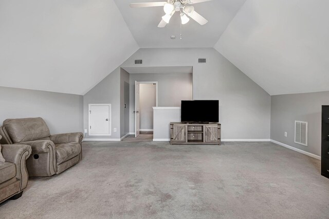 4047 Locerbie Cir, Spring Hill, TN 37174 - additional living space featuring a ceiling fan, lofted ceiling, and carpet flooring