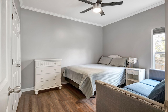 4047 Locerbie Cir, Spring Hill, TN 37174 - bedroom with dark wood-style floors, ornamental molding, and ceiling fan