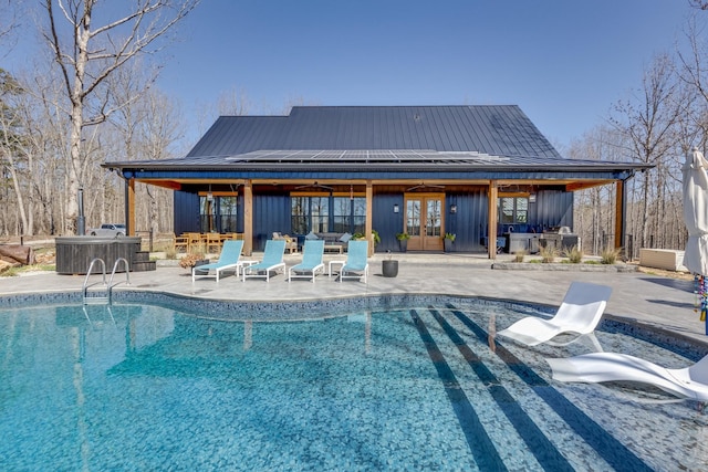 639 Piney Creek Rd, Hohenwald, TN 38462 - outdoor pool featuring french doors, a patio area, and central air condition unit