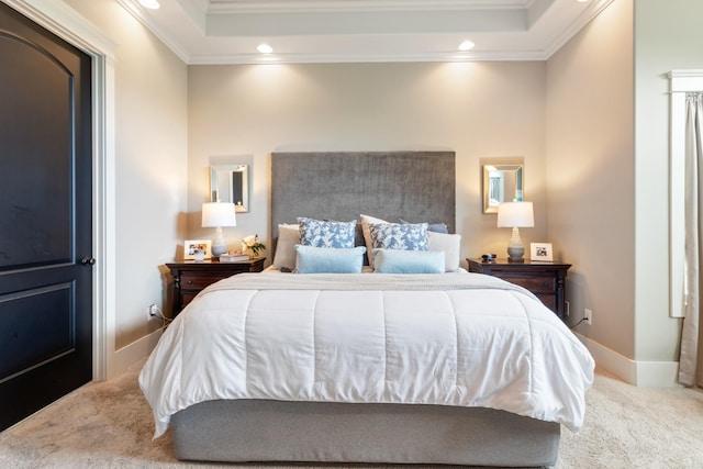 532 Tidwell Rd, Bon Aqua, TN 37025 - carpeted bedroom featuring ornamental molding, recessed lighting, baseboards, and a raised ceiling