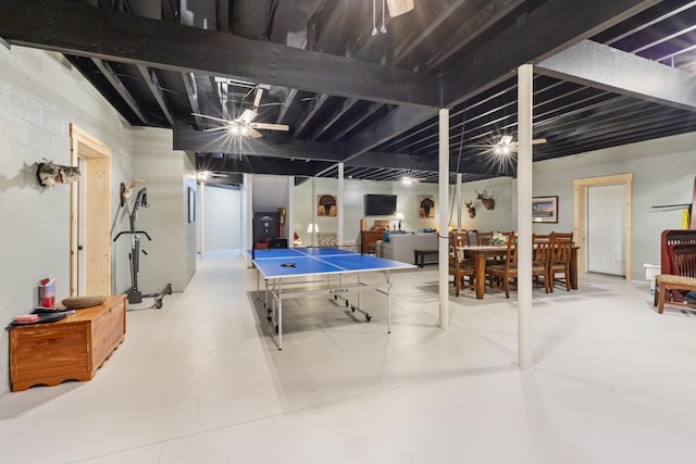532 Tidwell Rd, Bon Aqua, TN 37025 - recreation room with concrete flooring and concrete block wall