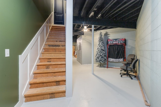 532 Tidwell Rd, Bon Aqua, TN 37025 - stairs with concrete flooring and concrete block wall