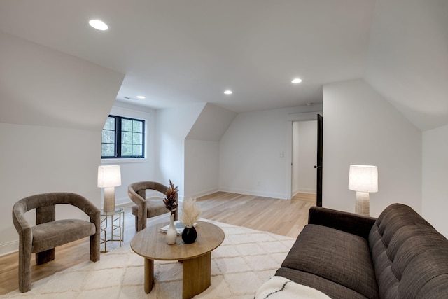 1050 Garton Rd, Burns, TN 37029 - living room featuring lofted ceiling, light wood-type flooring, recessed lighting, and baseboards