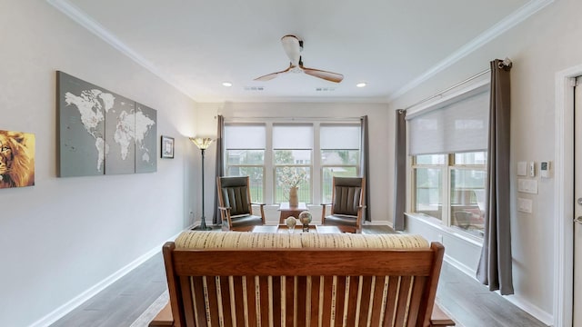 1106 Davidson Walk, Spring Hill, TN 37174 - sitting room featuring wood finished floors, ceiling fan, crown molding, and baseboards