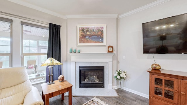 1106 Davidson Walk, Spring Hill, TN 37174 - living room with wood finished floors, crown molding, a fireplace, and baseboards