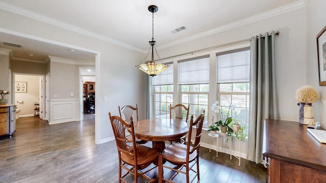 1106 Davidson Walk, Spring Hill, TN 37174 - dining area featuring dark wood-type flooring, ornamental molding, and baseboards