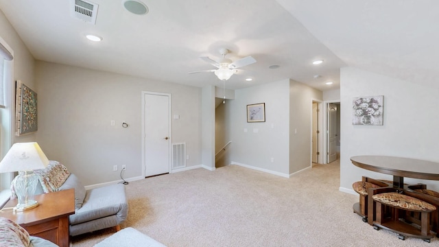 1106 Davidson Walk, Spring Hill, TN 37174 - sitting room featuring an upstairs landing, a ceiling fan, light colored carpet, recessed lighting, and baseboards