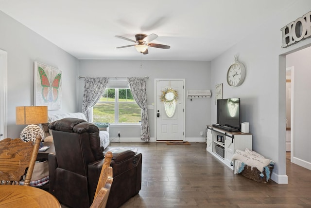 1505 Bakers Work Rd, Burns, TN 37029 - living area featuring ceiling fan, baseboards, and hardwood / wood-style flooring