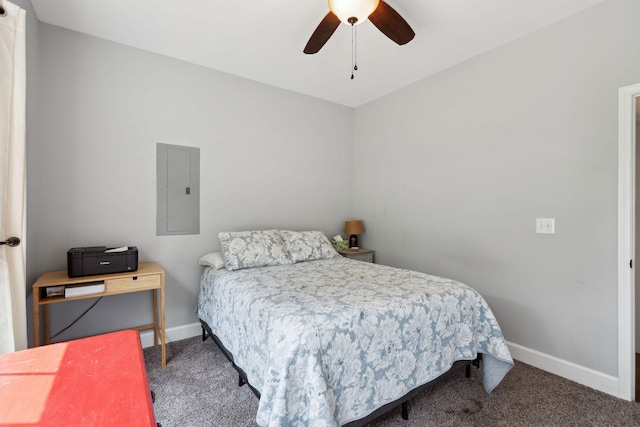 1505 Bakers Work Rd, Burns, TN 37029 - bedroom featuring electric panel, carpet flooring, baseboards, and ceiling fan