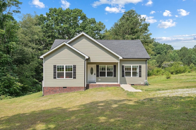 1505 Bakers Work Rd, Burns, TN 37029 - view of front of house featuring crawl space, covered porch, a front lawn, and a shingled roof