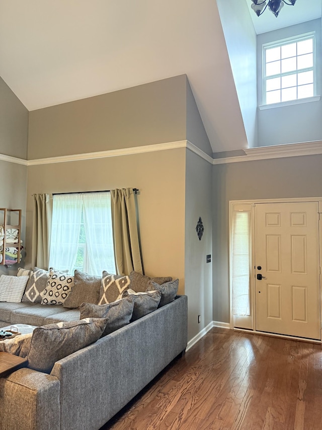 2415 Saint Andrews Dr, Murfreesboro, TN 37128 - living room with dark wood-type flooring and high vaulted ceiling