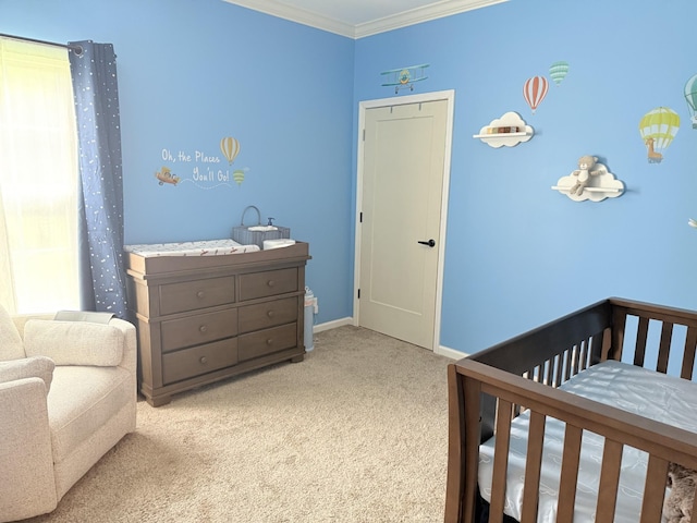2415 Saint Andrews Dr, Murfreesboro, TN 37128 - bedroom with carpet, a crib, and ornamental molding