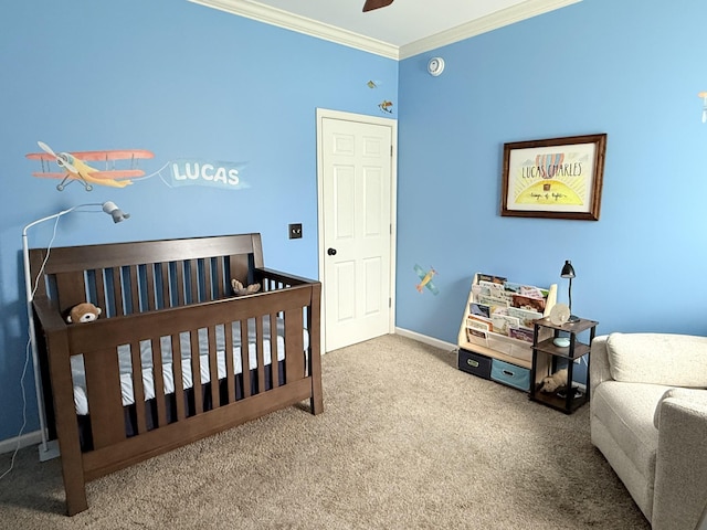 2415 Saint Andrews Dr, Murfreesboro, TN 37128 - carpeted bedroom featuring ornamental molding and a ceiling fan
