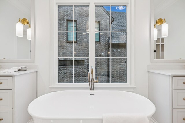 9314 Double Run Ct, College Grove, TN 37046 - full bathroom featuring vanity and a freestanding tub