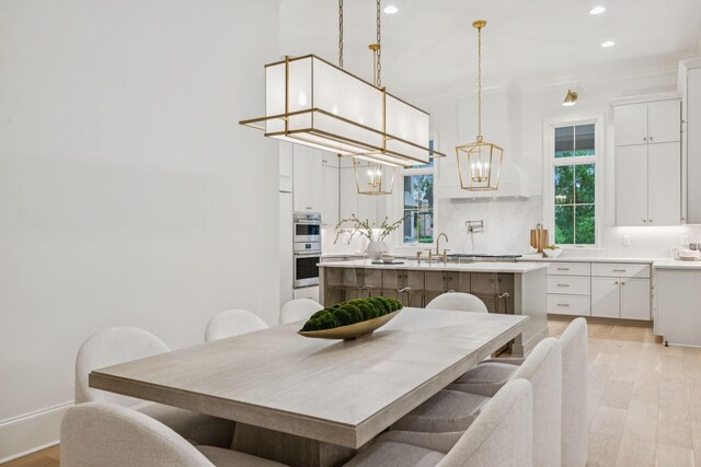 9314 Double Run Ct, College Grove, TN 37046 - dining area with recessed lighting, a chandelier, and light wood-style flooring