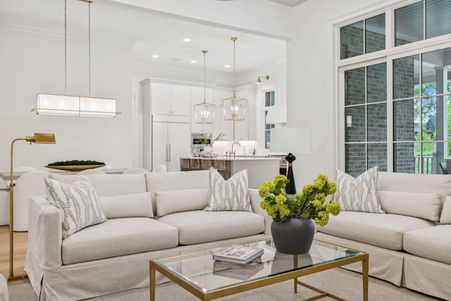 9314 Double Run Ct, College Grove, TN 37046 - living area featuring a chandelier and recessed lighting