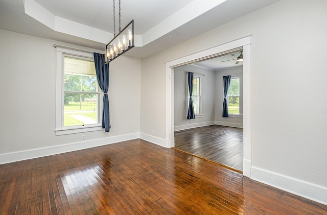 213 Maple St, Bell Buckle, TN 37020 - spare room with plenty of natural light, baseboards, dark wood-type flooring, and a ceiling fan