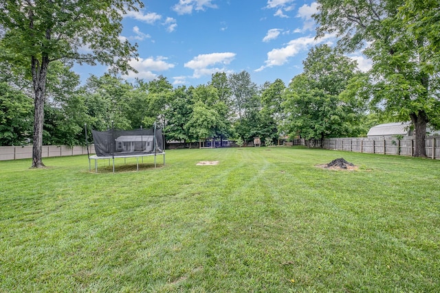 213 Maple St, Bell Buckle, TN 37020 - view of yard with a trampoline and view of wooded area
