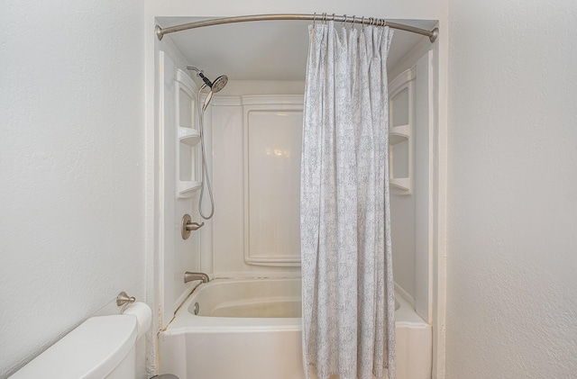 213 Maple St, Bell Buckle, TN 37020 - bathroom with shower / tub combo with curtain and toilet