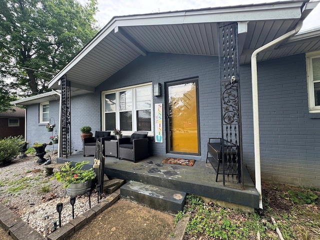 219 Grandview Dr, Old Hickory, TN 37138 - doorway to property with brick siding and an outdoor hangout area