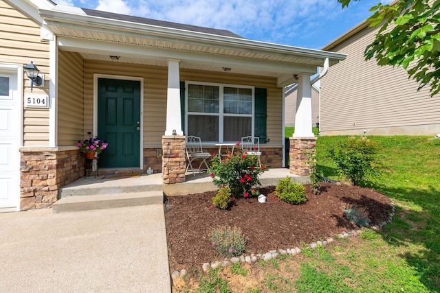 5104 Preserve Blvd, Antioch, TN 37013 - doorway to property with a porch and stone siding
