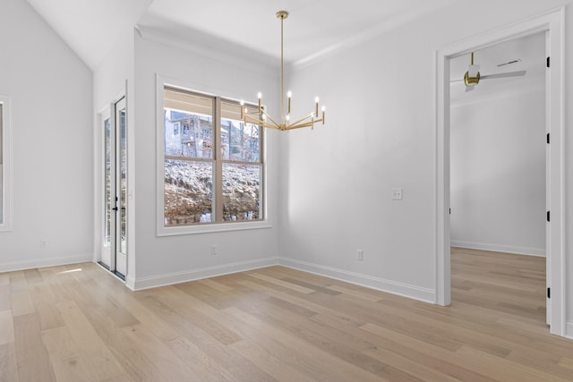 4712 Dempsey Way, Chattanooga, TN 37419 - unfurnished dining area featuring light wood-style flooring, a chandelier, and baseboards