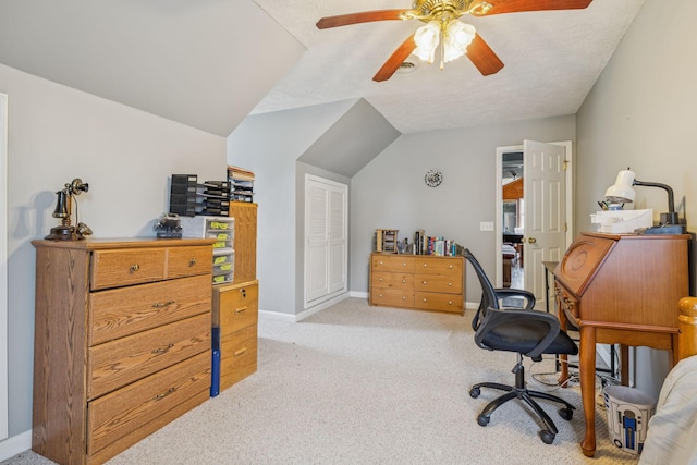 834 Union Camp Rd, Lafayette, TN 37083 - carpeted office space featuring ceiling fan, vaulted ceiling, and baseboards