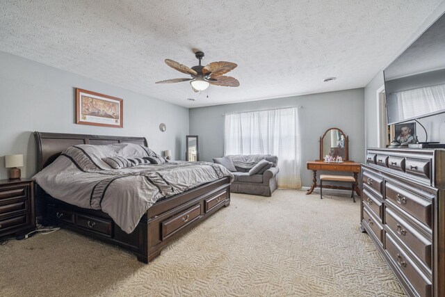 834 Union Camp Rd, Lafayette, TN 37083 - bedroom featuring light colored carpet, a ceiling fan, and a textured ceiling