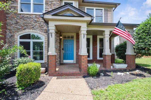5000 Loch Lorne Ct, Mount Juliet, TN 37122 - property entrance with a porch and stone siding
