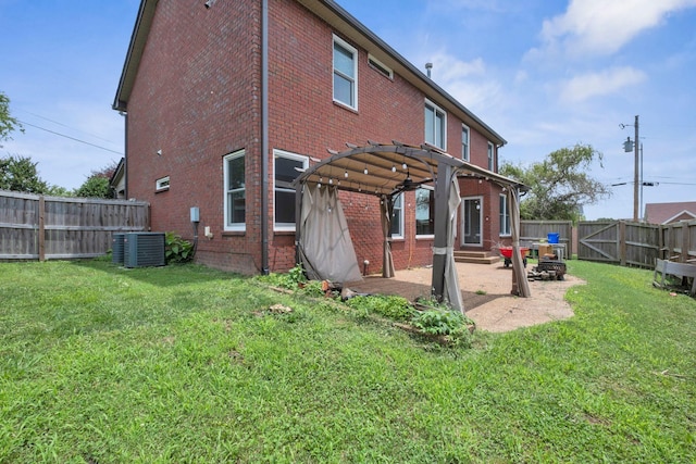 5000 Loch Lorne Ct, Mount Juliet, TN 37122 - back of house featuring a pergola, brick siding, a patio, a fenced backyard, and entry steps