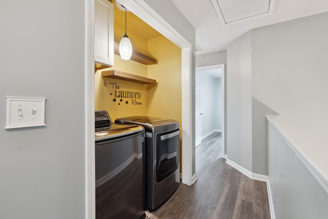 127 Carriage Ct, Brentwood, TN 37027 - laundry area with separate washer and dryer, dark wood-type flooring, and baseboards
