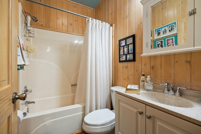 2541 Sparkmantown Rd, Doyle, TN 38559 - full bath featuring wooden walls, shower / bathtub combination with curtain, and vanity