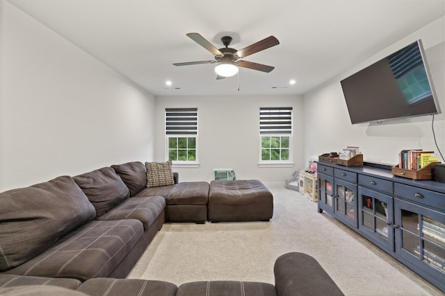 3067 Boxbury Ln, Spring Hill, TN 37174 - living area with a ceiling fan, carpet, and recessed lighting