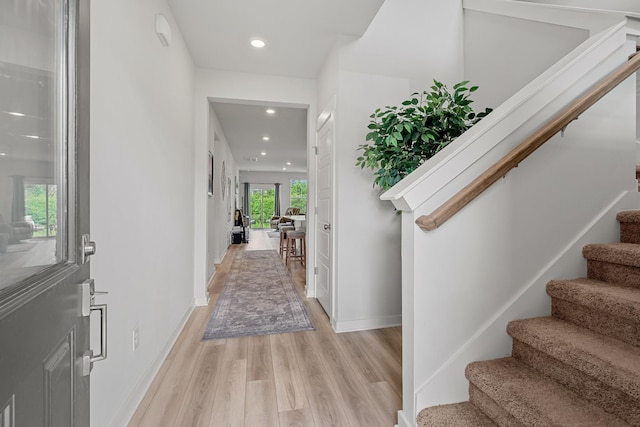 755 Mickelson Way, Lebanon, TN 37087 - entryway featuring stairs, light wood-type flooring, and recessed lighting