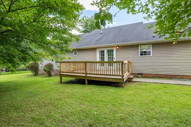4524 Polaris Dr, Chapel Hill, TN 37034 - back of property featuring a deck, a yard, roof with shingles, and crawl space