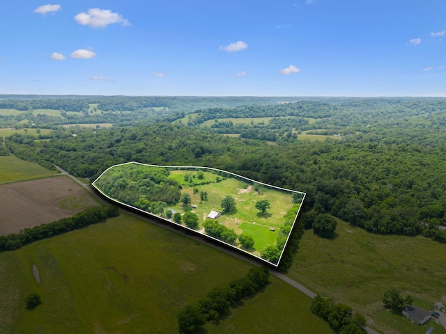 2665 Center Point Rd, Pulaski, TN 38478 - aerial view of property's location with property boundaries highlighted and a forest