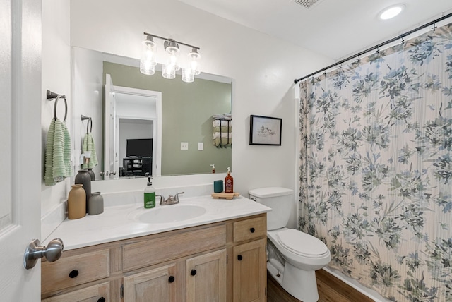 2930 Charlie Sleigh Rd, Woodlawn, TN 37191 - full bathroom featuring wood finished floors, vanity, and curtained shower