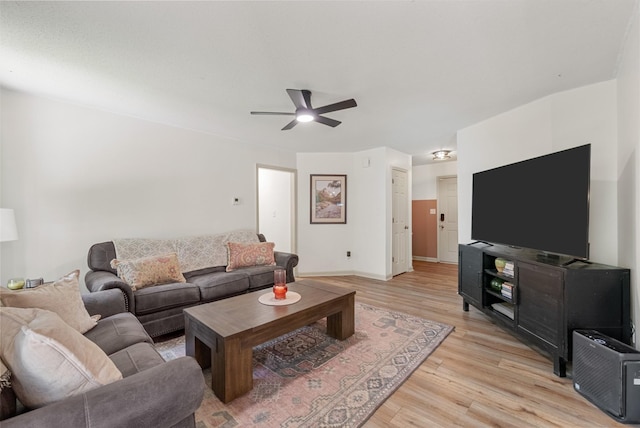 2930 Charlie Sleigh Rd, Woodlawn, TN 37191 - living room featuring ceiling fan and light wood-style floors