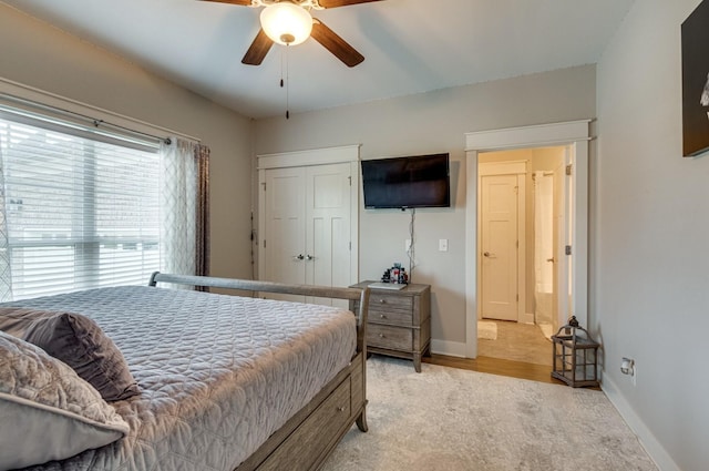 1105 Kittywood Ct, Murfreesboro, TN 37129 - bedroom featuring baseboards, a ceiling fan, and light carpet
