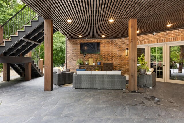 8255 Jamie Ct, Brentwood, TN 37027 - view of patio / terrace featuring stairway, outdoor lounge area, and french doors