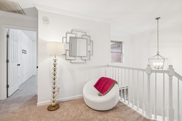 641 Old Hickory Blvd Unit 35, Brentwood, TN 37027 - sitting room with crown molding, carpet flooring, baseboards, and a chandelier