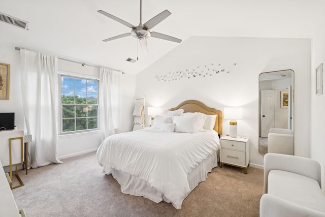 641 Old Hickory Blvd Unit 35, Brentwood, TN 37027 - bedroom featuring lofted ceiling, baseboards, light carpet, and a ceiling fan
