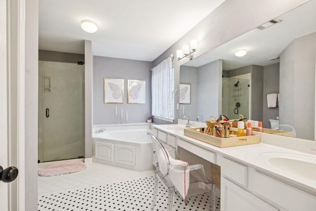 641 Old Hickory Blvd Unit 35, Brentwood, TN 37027 - bathroom with a shower stall, a bath, and double vanity